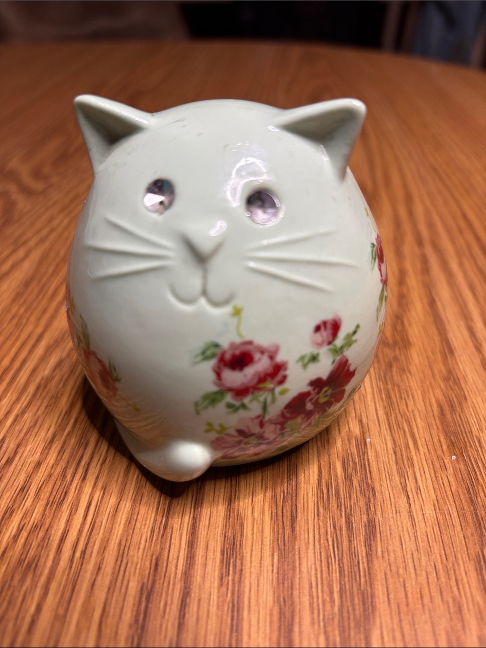 Ceramic Floral Cat coin bank Floral Design